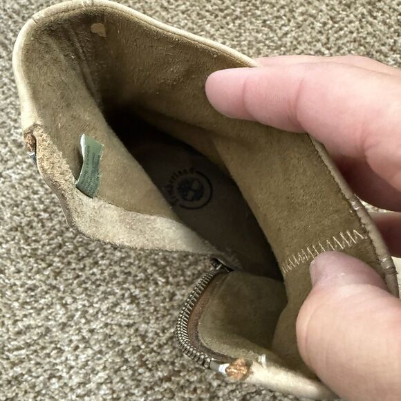 Timberland Neutral Tan Genuine Leather Women's 9M Zip Wedge Ankle Boots - Picture 11 of 16